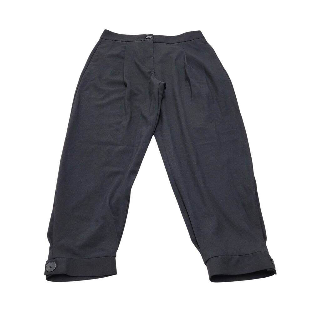 Zara black pleated crop ankle trouser balloon pants slacks medium office core